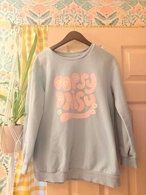 Art class Light Blue Crewneck Sweatshirt with Black Print 🌼🎀🤍